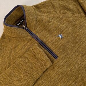 Bonobos Mens Pullover 1/4 Zip Fleece Sweater Olive Green Gorilla Logo‎ Size M